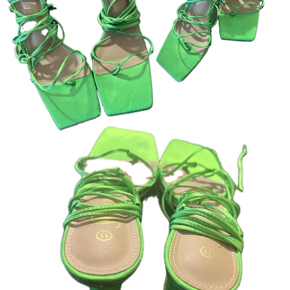 Green Strappy Women's Sandals